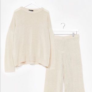Nasty Gal Knitted Sweater And Pants with High Neck